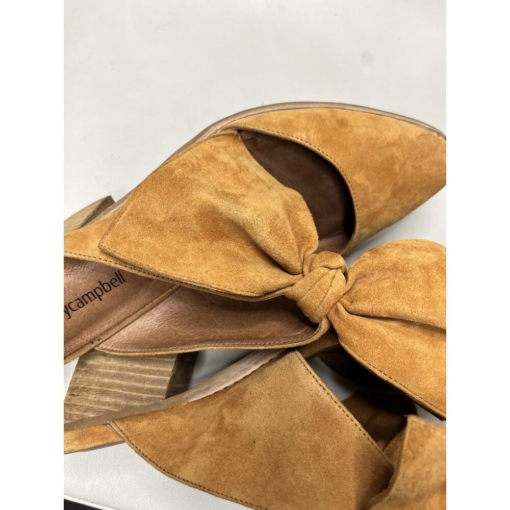 Jeffrey Campbell Cyrus Suede Bow Top Mules Size 9 Mustard Yellow - Picture 14 of 15